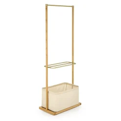 Garnero Arredamenti Appendiabiti da ingresso 60x166h cm in bambù tessuto beige oro Yasu Clearance