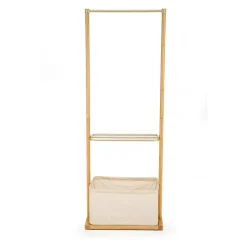 Garnero Arredamenti Appendiabiti da ingresso 60x166h cm in bambù tessuto beige oro Yasu Clearance