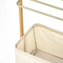 Garnero Arredamenti Appendiabiti da ingresso 60x166h cm in bambù tessuto beige oro Yasu Clearance