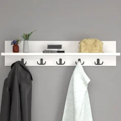 Garnero Arredamenti Appendiabiti da parete 80x18cm con mensola Makira Bianco Outlet