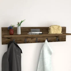 Garnero Arredamenti Appendiabiti da parete 80x18h cm con mensola Makira Noce Clearance