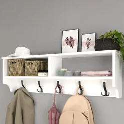 Garnero Arredamenti Appendiabiti da parete 120x37h cm con vani Fionia Bianco Best