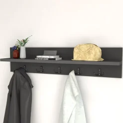 Garnero Arredamenti Appendiabiti da parete 80x18h cm con mensola Makira Antracite Outlet