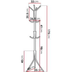 Garnero Arredamenti Appendiabiti da terra 35xh175 cm design moderno Elena Nero