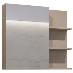 Garnero Arredamenti Armadietto bagno con specchio 78x71h cm 1 anta 3 mensole Linda Tortora Hot