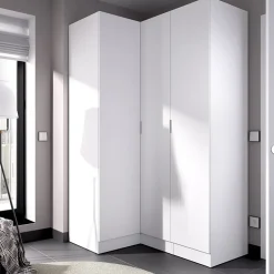 Garnero Arredamenti Armadio angolare 133x184h cm con barra appendiabiti legno bianco Juan Clearance