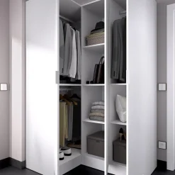 Garnero Arredamenti Armadio angolare 133x184h cm con barra appendiabiti legno bianco Juan Clearance