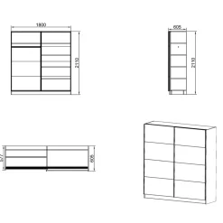 Garnero Arredamenti Armadio ante scorrevoli Arturo 180 cm quercia Hot