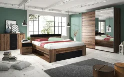 Garnero Arredamenti Armadio con specchio 221x210h cm 2 ante scorrevoli rovere scuro Lisbona Gihome® Clearance