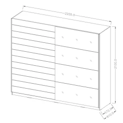 Garnero Arredamenti Armadio con specchio 221x210h cm 2 ante scorrevoli rovere scuro Lisbona Gihome® Clearance