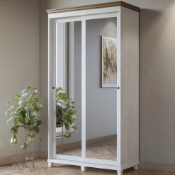 Garnero Arredamenti Armadio ingresso 120X216h cm 2 ante specchio bianco rovere Texel Hot