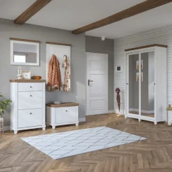 Garnero Arredamenti Armadio ingresso 120X216h cm 2 ante specchio bianco rovere Texel Hot