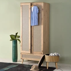 Garnero Arredamenti Armadio multiuso 80x200h cm 2 ante 1 cassetto moderno rovere Sombra Outlet