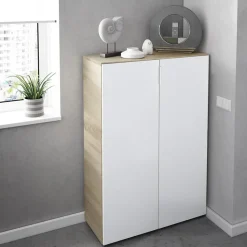 Garnero Arredamenti Armadio scarpiera 72x103h cm 6 ripiani bianco opaco rovere Stil Gihome® New