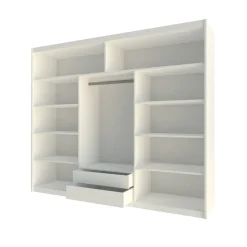 Garnero Arredamenti Armadio scorrevole 250x215h cm 3 ante moderno cassetti e led bianco Larissa Clearance