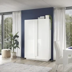 Garnero Arredamenti Armadio soggiorno 120x193h cm 2 ante moderno bianco laccato lucido Alvarez Bianco Lucido