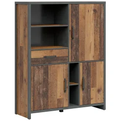 Garnero Arredamenti Armadio soggiorno 120x150h cm 3 ante stile soft rovere scuro nero Urbania Hot