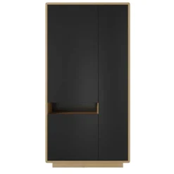Garnero Arredamenti Armadio soggiorno 92x181h cm 3 ante moderno nero opaco rovere Esmond Hot