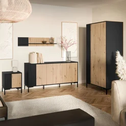 Garnero Arredamenti Armadio soggiorno 90x184h cm 2 ante rovere nero Duble Sale