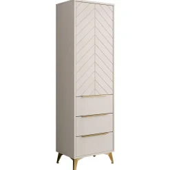 Garnero Arredamenti Armadio soggiorno 54x180h cm 1 anta 6 cassetti beige con frontali serigrafati Miriam Hot
