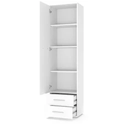 Garnero Arredamenti Armadio 60x200h cm 1 anta 2 cassetti multiuso bianco Viki Bianco Opaco Sale