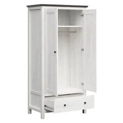 Garnero Arredamenti Armadio 101x203h cm 2 ante 1 cassetto arte povera bianco frassinato grafite Holga Bianco Frassinato - Grafite Best