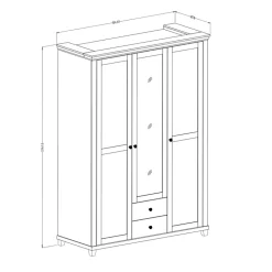 Garnero Arredamenti Armadio 154x216h cm 3 ante 2 cassetti con specchio quercia Texel Bianco Frassinato Clearance