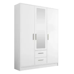 Garnero Arredamenti Armadio 153x202h cm 3 ante 2 cassetti con specchio bianco opaco Enirel Discount
