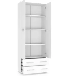 Garnero Arredamenti Armadio 77x200h cm 2 ante 2 cassetti  moderno bianco Viki 1 Best