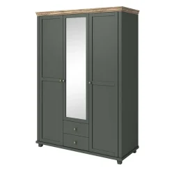 Garnero Arredamenti Armadio 154x216h cm 3 ante 2 cassetti con specchio quercia Texel Verde Clearance