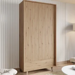 Garnero Arredamenti Armadio 92x180h cm 2 ante 1 cassetto cannettato soggiorno cannettato rovere Branch Hot