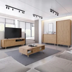 Garnero Arredamenti Armadio 92x180h cm 2 ante 1 cassetto cannettato soggiorno cannettato rovere Branch Hot