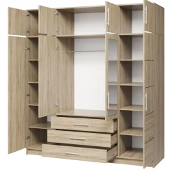 Garnero Arredamenti Armadio 196x200h cm 4 ante 3 cassetti con specchio Sottosogno Rovere sonoma New