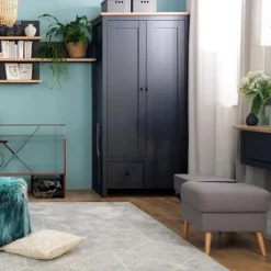 Garnero Arredamenti Armadio 101x203h cm 2 ante 1 cassetto nero antracite rovere chiaro Holga Antracite - Rovere Hot