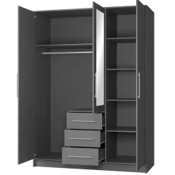Garnero Arredamenti Armadio 147x200h cm 3 ante 3 cassetti con specchio Sottosogno Grafite Sale