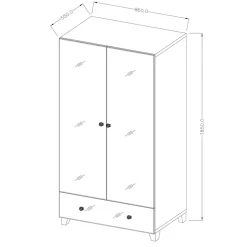 Garnero Arredamenti Armadio 86x185h cm 2 ante 1 cassetto con specchio grigio Selva