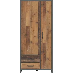 Garnero Arredamenti Armadio 90x201h cm 2 ante 2 cassetti stile soft rovere scuro nero Urbania Clearance