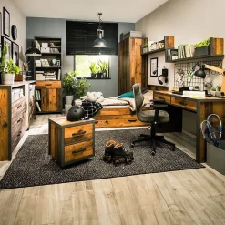 Garnero Arredamenti Armadio 90x201h cm 2 ante 2 cassetti stile soft rovere scuro nero Urbania Clearance