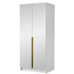 Garnero Arredamenti Armadio 100x215h cm 2 ante 2 specchi moderno bianco oro Glammy 2 Bianco Opaco - Oro Online