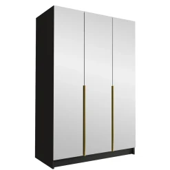 Garnero Arredamenti Armadio 150x215h cm 3 ante 3 specchi moderno nero oro Glammy 3 Nero Opaco - Oro Outlet