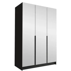 Garnero Arredamenti Armadio 150x215h cm 3 ante 3 specchi moderno nero Glammy 3 Nero Opaco - Nero Sale