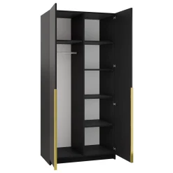 Garnero Arredamenti Armadio 100x215h cm 2 ante 2 specchi moderno nero oro Glammy 2 Nero Opaco - Oro Clearance
