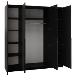 Garnero Arredamenti Armadio 200x215h cm 4 ante 2 specchi moderno nero Glammy 4 Nero Opaco - Nero Outlet
