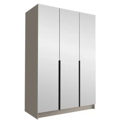 Garnero Arredamenti Armadio 150x215h cm 3 ante 3 specchi moderno beige nero Glammy 3 Beige - Nero Clearance