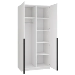 Garnero Arredamenti Armadio 100x215h cm 2 ante 1 specchio moderno bianco nero Glammy 2 Bianco Opaco - Nero Best