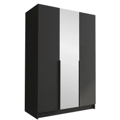 Garnero Arredamenti Armadio 150x215h cm 3 ante 1 specchio moderno nero Glammy 3 Nero Opaco - Nero Outlet