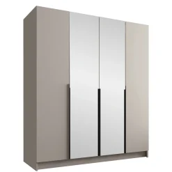 Garnero Arredamenti Armadio 200x215h cm 4 ante 2 specchi beige moderna nero Glammy 4 Beige - Nero Clearance