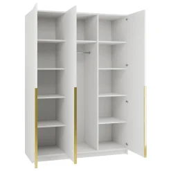 Garnero Arredamenti Armadio 150x215h cm 3 ante 3 specchi moderno bianco oro Glammy 3 Bianco Opaco - Oro Clearance