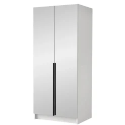 Garnero Arredamenti Armadio 100x215h cm 2 ante 2 specchi moderno bianco nero Glammy 2 Bianco Opaco - Nero Clearance