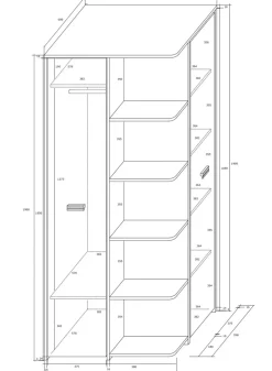 Garnero Arredamenti Armadio 83x190h cm 2 ante ad angolo con ripiani rovere sonoma Kent Gihome® Online